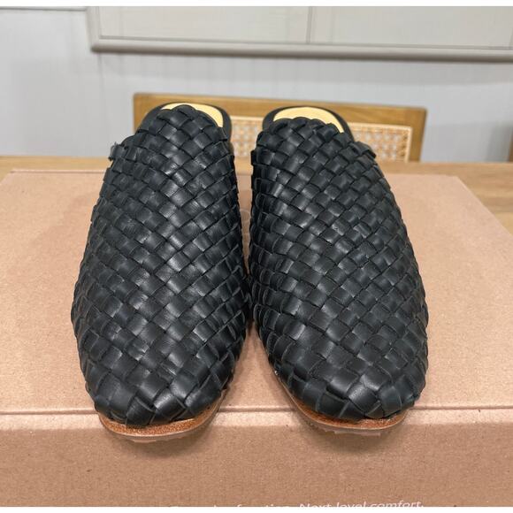 Nisolo Women's Go To Woven Heeled Slip-On Black Leather Size 6 NIB Comfy Mules - Picture 6 of 14
